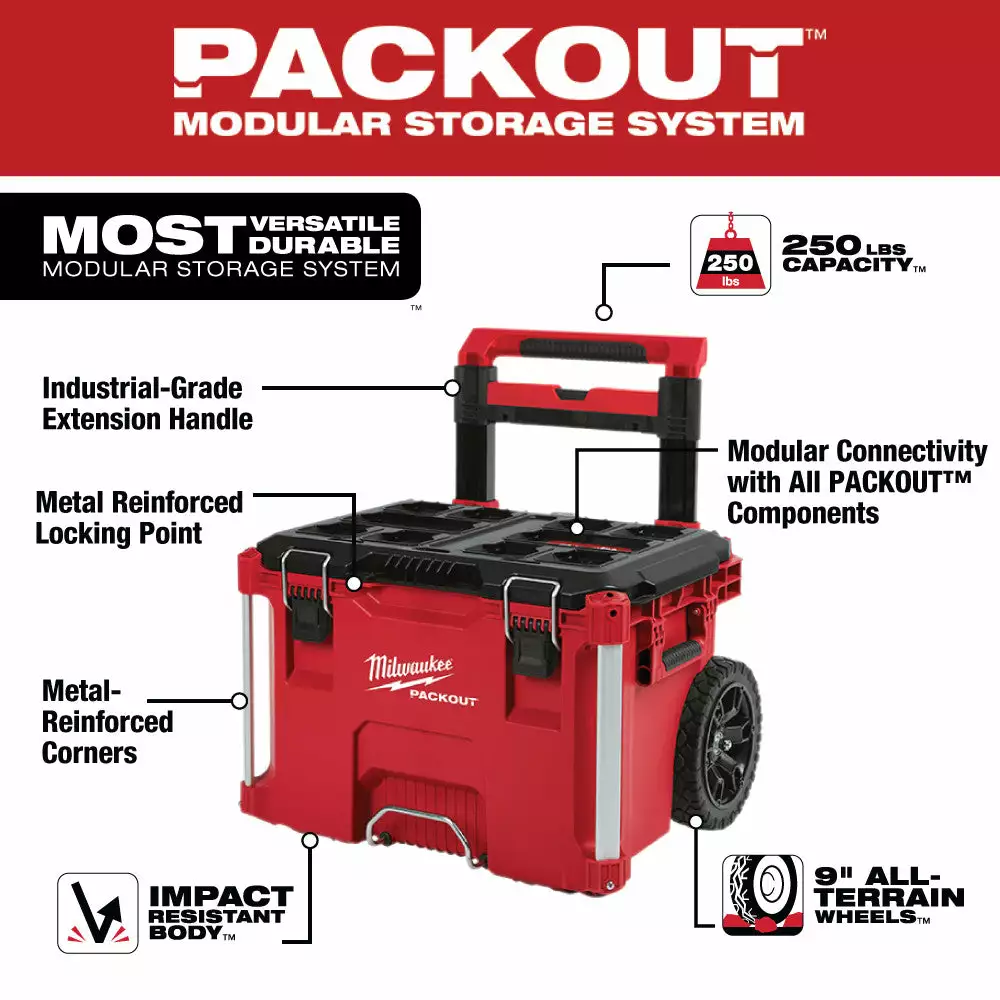 Tools & Equipment Milwaukee 48-22-8426 250-Pound Capacity Polymer Packout Rolling Tool Box 4 Tools & Equipment Milwaukee 48-22-8426 250-Pound Capacity Polymer Packout Rolling Tool Box