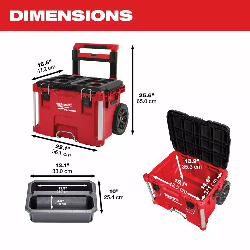 Tools & Equipment Milwaukee 48-22-8426 250-Pound Capacity Polymer Packout Rolling Tool Box 5 Tools & Equipment Milwaukee 48-22-8426 250-Pound Capacity Polymer Packout Rolling Tool Box