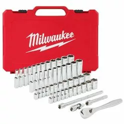 Milwaukee 48-22-9004 1/4-Inch Drive SAE And Metric Ratchet And Socket Set - 50pc Tools & Equipment