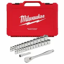 Tools & Equipment Milwaukee 48-22-9088 3/8" Drive Metric SAE Ratchet/Socket Set - 29 PC