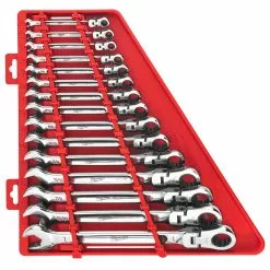 Tools & Equipment Milwaukee 48-22-9413 Flex Head Ratcheting SAE Combination Wrench Set - 15 PC
