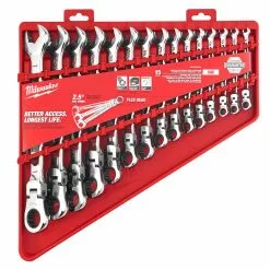 Tools & Equipment Milwaukee 48-22-9413 Flex Head Ratcheting SAE Combination Wrench Set - 15 PC