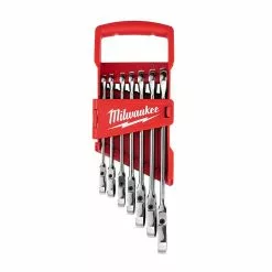 Milwaukee 48-22-9429 Flex Head Ratcheting SAE Combination Wrench Set - 7 PC