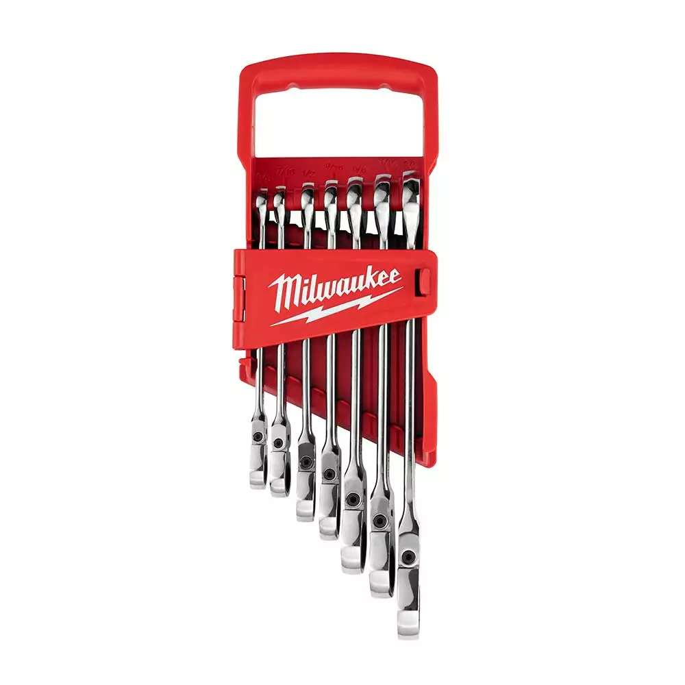 Milwaukee 48-22-9429 Flex Head Ratcheting SAE Combination Wrench Set - 7 PC 3 Milwaukee 48-22-9429 Flex Head Ratcheting SAE Combination Wrench Set - 7 PC