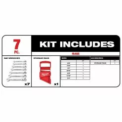 Milwaukee 48-22-9429 Flex Head Ratcheting SAE Combination Wrench Set - 7 PC 8 Milwaukee 48-22-9429 Flex Head Ratcheting SAE Combination Wrench Set - 7 PC