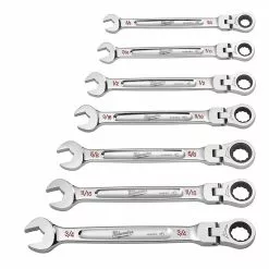 Milwaukee 48-22-9429 Flex Head Ratcheting SAE Combination Wrench Set - 7 PC 9 Milwaukee 48-22-9429 Flex Head Ratcheting SAE Combination Wrench Set - 7 PC
