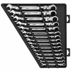 Milwaukee 48-22-9513 Flex Head Ratcheting Metric Combination Wrench Set - 15 PC Tools & Equipment