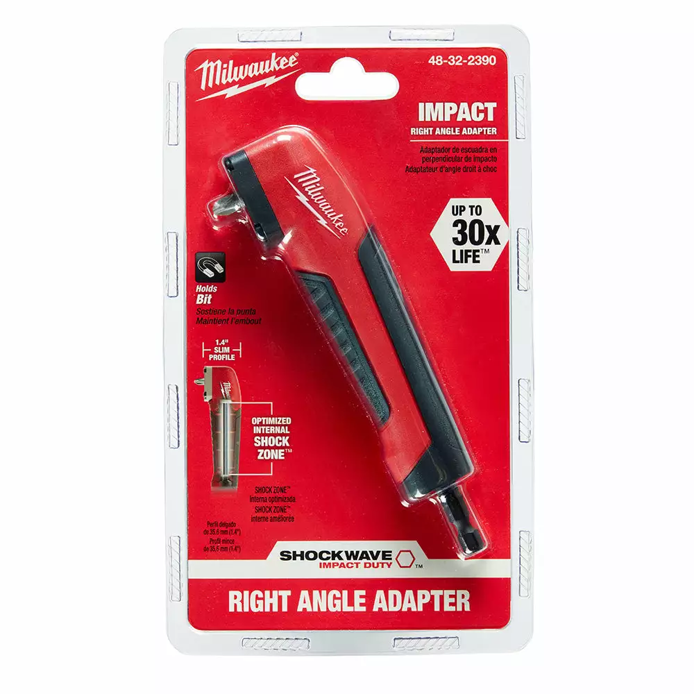 Milwaukee 48-32-2390 SHOCKWAVE Impact Right Angle Adapter W/ Optimized Shockzone Tools & Equipment 7 Milwaukee 48-32-2390 SHOCKWAVE Impact Right Angle Adapter W/ Optimized Shockzone Tools & Equipment