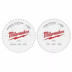 Power Tools Milwaukee 48-40-1036 10" 40T / 60T Circular Saw Wood Cutting Blades - 2 PC