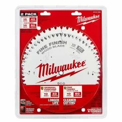 Power Tools Milwaukee 48-40-1036 10" 40T / 60T Circular Saw Wood Cutting Blades - 2 PC