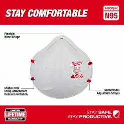 Tools & Equipment Milwaukee 48-73-4035 N95 Respirator W/ Flexible Nose Bridge - 20 PK