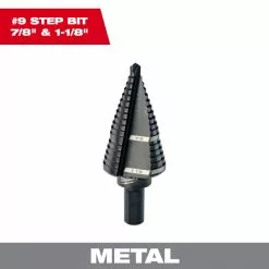 Milwaukee 48-89-9209 #9 JAM FREE Step Drill Bit 7/8" And 1-1/8" Tools & Equipment 9 Milwaukee 48-89-9209 #9 JAM FREE Step Drill Bit 7/8