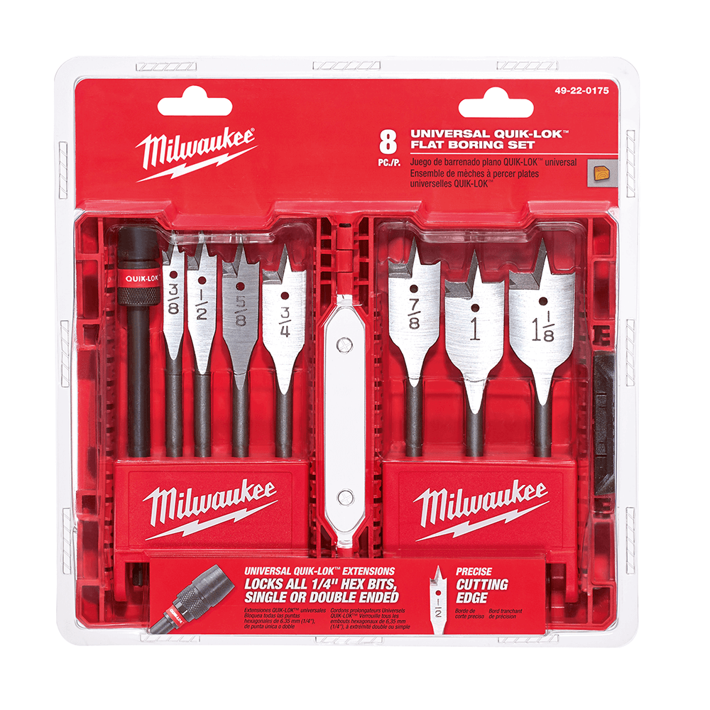 Milwaukee 49-22-0175 8PC 6-Inch Versatile Universal Flat Boring Bit Set Power Tools 4 Milwaukee 49-22-0175 8PC 6-Inch Versatile Universal Flat Boring Bit Set Power Tools