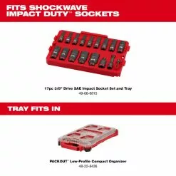 Milwaukee 49-66-6815 SHOCKWAVE 3/8” Impact Duty Socket SAE TRAY Set - 17 PC 9 Milwaukee 49-66-6815 SHOCKWAVE 3/8” Impact Duty Socket SAE TRAY Set - 17 PC