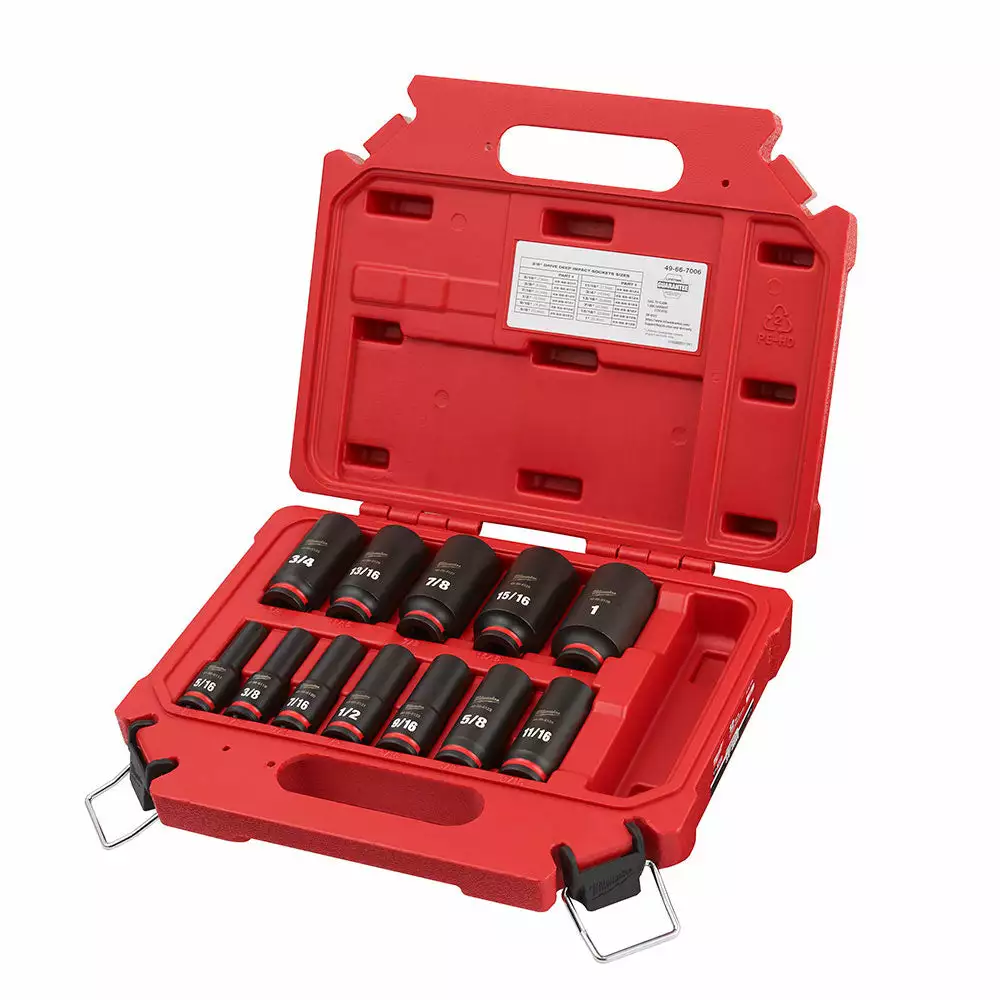 Milwaukee 49-66-7006 SHOCKWAVE 3/8" Drive SAE 6 Point Socket Set - 12PC Tools & Equipment 7 Milwaukee 49-66-7006 SHOCKWAVE 3/8" Drive SAE 6 Point Socket Set - 12PC Tools & Equipment