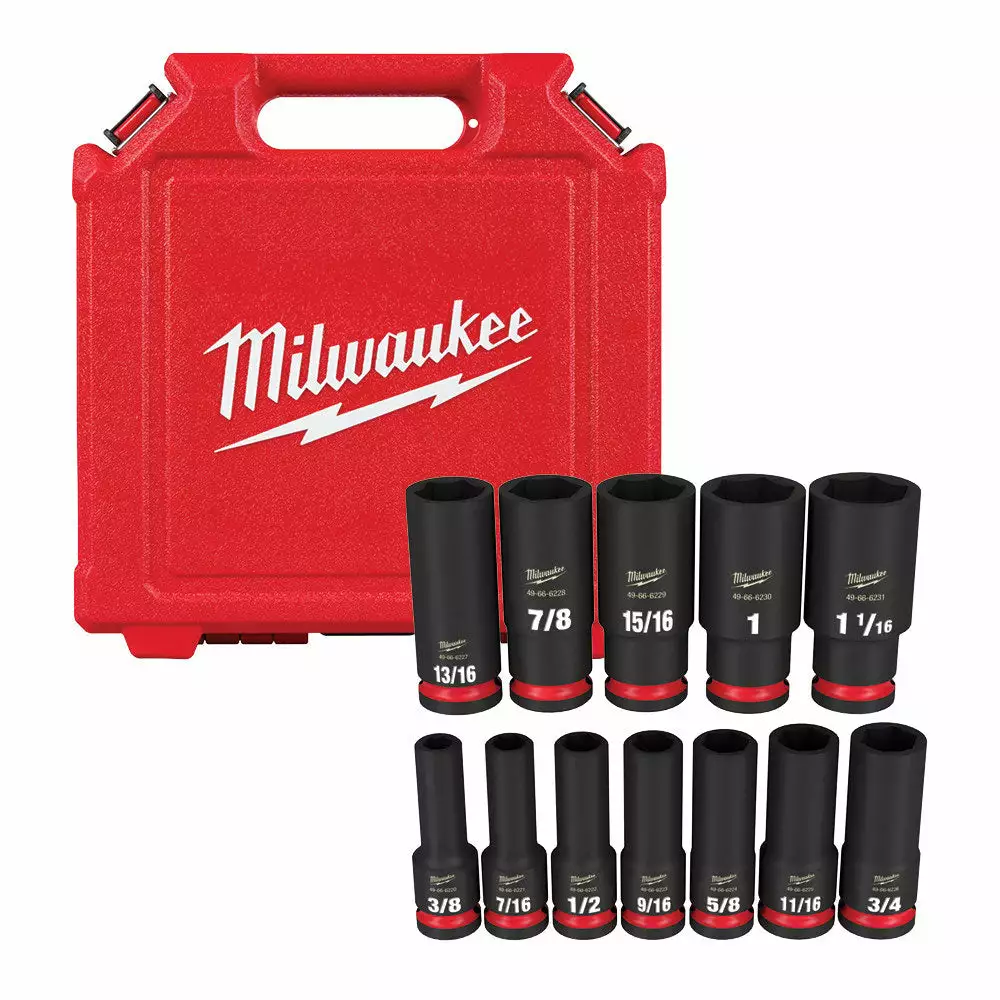 Milwaukee 49-66-7011 SHOCKWAVE 1/2" Drive SAE 6 Point Impact Socket Set - 12PC 3 Milwaukee 49-66-7011 SHOCKWAVE 1/2" Drive SAE 6 Point Impact Socket Set - 12PC