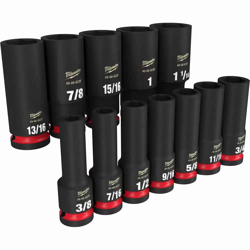 Milwaukee 49-66-7011 SHOCKWAVE 1/2" Drive SAE 6 Point Impact Socket Set - 12PC 9 Milwaukee 49-66-7011 SHOCKWAVE 1/2" Drive SAE 6 Point Impact Socket Set - 12PC