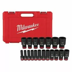 Milwaukee 49-66-7012 SHOCKWAVE 1/2" Impact Duty SAE Socket Set - 19 PC Tools & Equipment