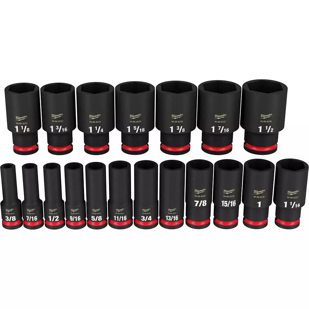 Milwaukee 49-66-7012 SHOCKWAVE 1/2" Impact Duty SAE Socket Set - 19 PC Tools & Equipment 5 Milwaukee 49-66-7012 SHOCKWAVE 1/2" Impact Duty SAE Socket Set - 19 PC Tools & Equipment