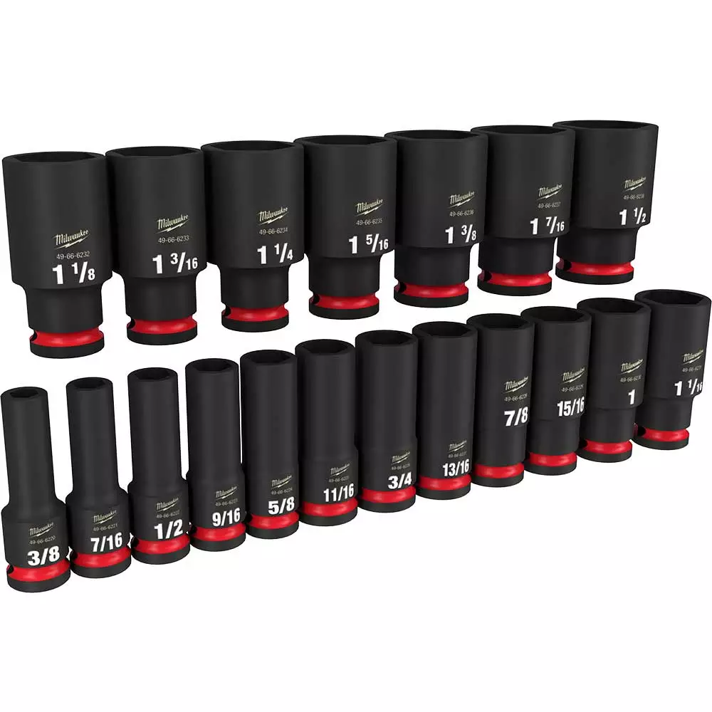 Milwaukee 49-66-7012 SHOCKWAVE 1/2" Impact Duty SAE Socket Set - 19 PC Tools & Equipment 6 Milwaukee 49-66-7012 SHOCKWAVE 1/2" Impact Duty SAE Socket Set - 19 PC Tools & Equipment