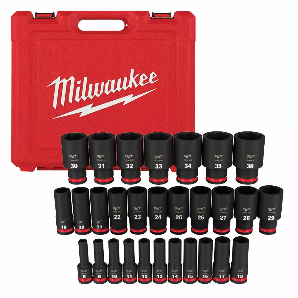 Milwaukee 49-66-7015 SHOCKWAVE 1/2" Drive Metric 6 Point Impact Socket Set -29PC Tools & Equipment 3 Milwaukee 49-66-7015 SHOCKWAVE 1/2" Drive Metric 6 Point Impact Socket Set -29PC Tools & Equipment