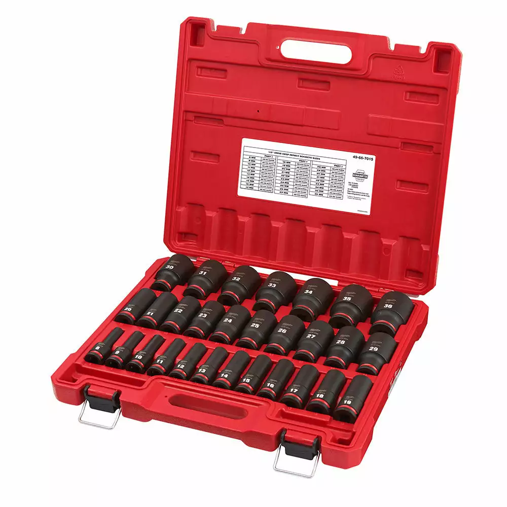 Milwaukee 49-66-7015 SHOCKWAVE 1/2" Drive Metric 6 Point Impact Socket Set -29PC Tools & Equipment 6 Milwaukee 49-66-7015 SHOCKWAVE 1/2" Drive Metric 6 Point Impact Socket Set -29PC Tools & Equipment