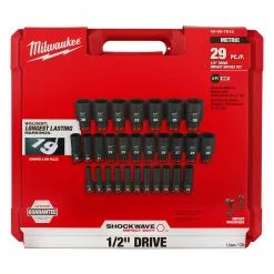 Milwaukee 49-66-7015 SHOCKWAVE 1/2" Drive Metric 6 Point Impact Socket Set -29PC Tools & Equipment 19 Milwaukee 49-66-7015 SHOCKWAVE 1/2