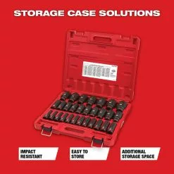 Milwaukee 49-66-7015 SHOCKWAVE 1/2" Drive Metric 6 Point Impact Socket Set -29PC Tools & Equipment 20 Milwaukee 49-66-7015 SHOCKWAVE 1/2