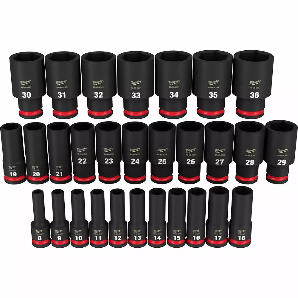 Milwaukee 49-66-7015 SHOCKWAVE 1/2" Drive Metric 6 Point Impact Socket Set -29PC Tools & Equipment 10 Milwaukee 49-66-7015 SHOCKWAVE 1/2" Drive Metric 6 Point Impact Socket Set -29PC Tools & Equipment