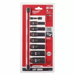 Milwaukee 49-66-7024 SHOCKWAVE 3/8" Drive SAE 6 Point Impact Socket Set - 8PC Tools & Equipment