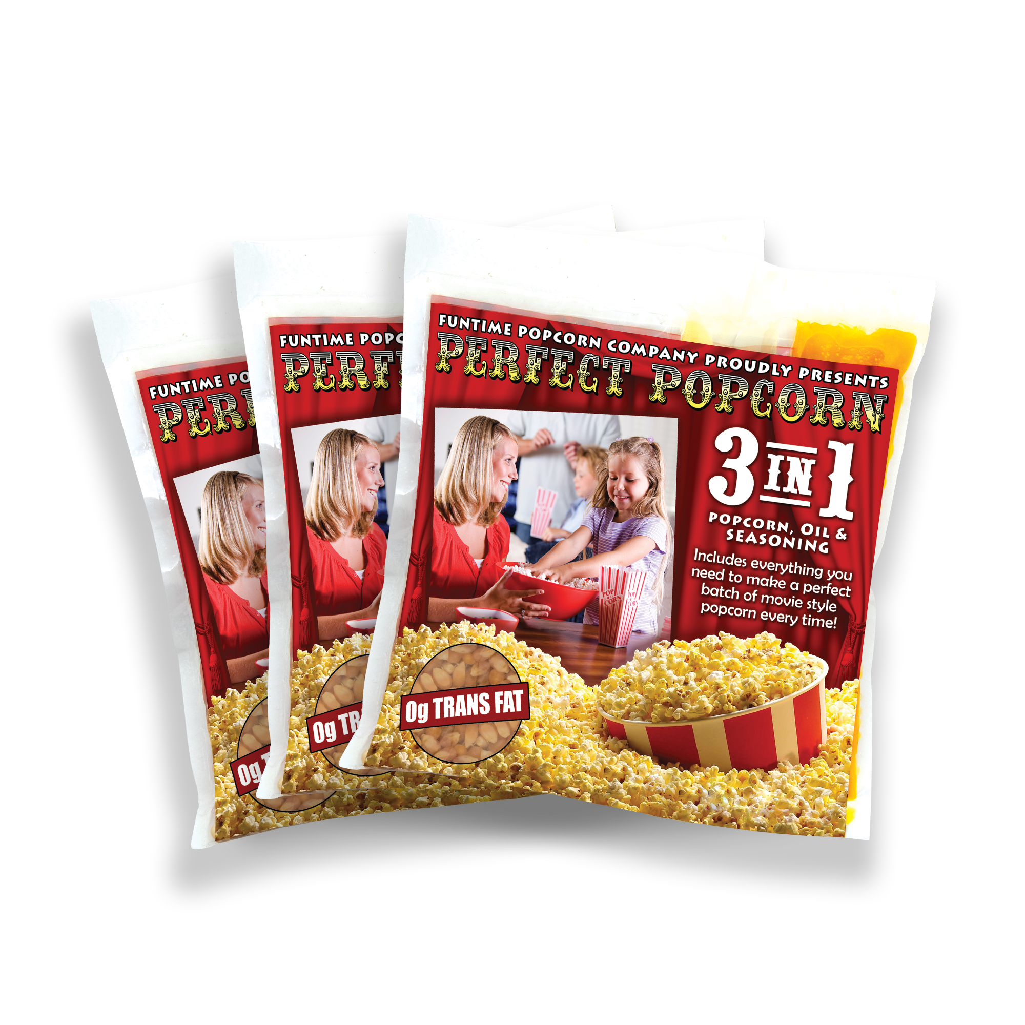 FunTime FT2512 2.5-Ounce 3-in-1 Popcorn Portion Movie Pouch Kit - 12pk 3 FunTime FT2512 2.5-Ounce 3-in-1 Popcorn Portion Movie Pouch Kit - 12pk