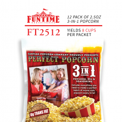 FunTime FT2512 2.5-Ounce 3-in-1 Popcorn Portion Movie Pouch Kit - 12pk