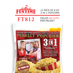 FunTime FT812 8-Ounce 3-in-1 Popcorn Portion Movie Pouch Kit - 12pk