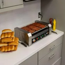 FunTime Home Goods Roller Dog RDB24SS Commercial 24 Hot Dog 9 Roller Grill Cooker Machine