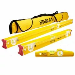 Stabila 48415 Heavy Duty Aluminum Rectangle R-Beam 3 Level Set