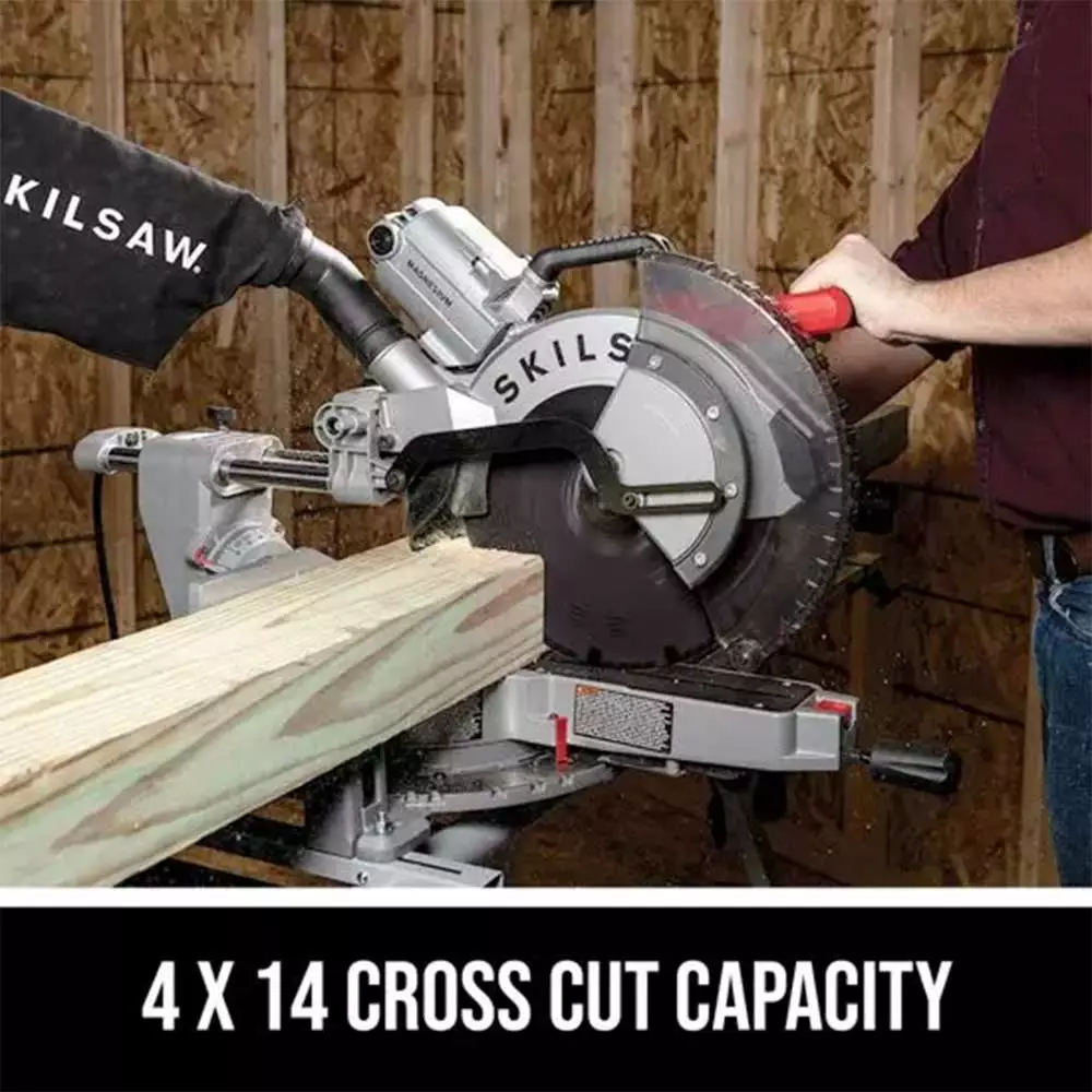 SKILSAW SPT88-02 12” Corded Worm Drive Dual Bevel Sliding Miter Saw Tools & Equipment 8 SKILSAW SPT88-02 12” Corded Worm Drive Dual Bevel Sliding Miter Saw Tools & Equipment