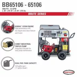 SIMPSON BB65105 4,000-Psi 4.0-Gpm Pressure Washer Big Brute By VANGUARD - 65105 15 SIMPSON BB65105 4,000-Psi 4.0-Gpm Pressure Washer Big Brute By VANGUARD - 65105
