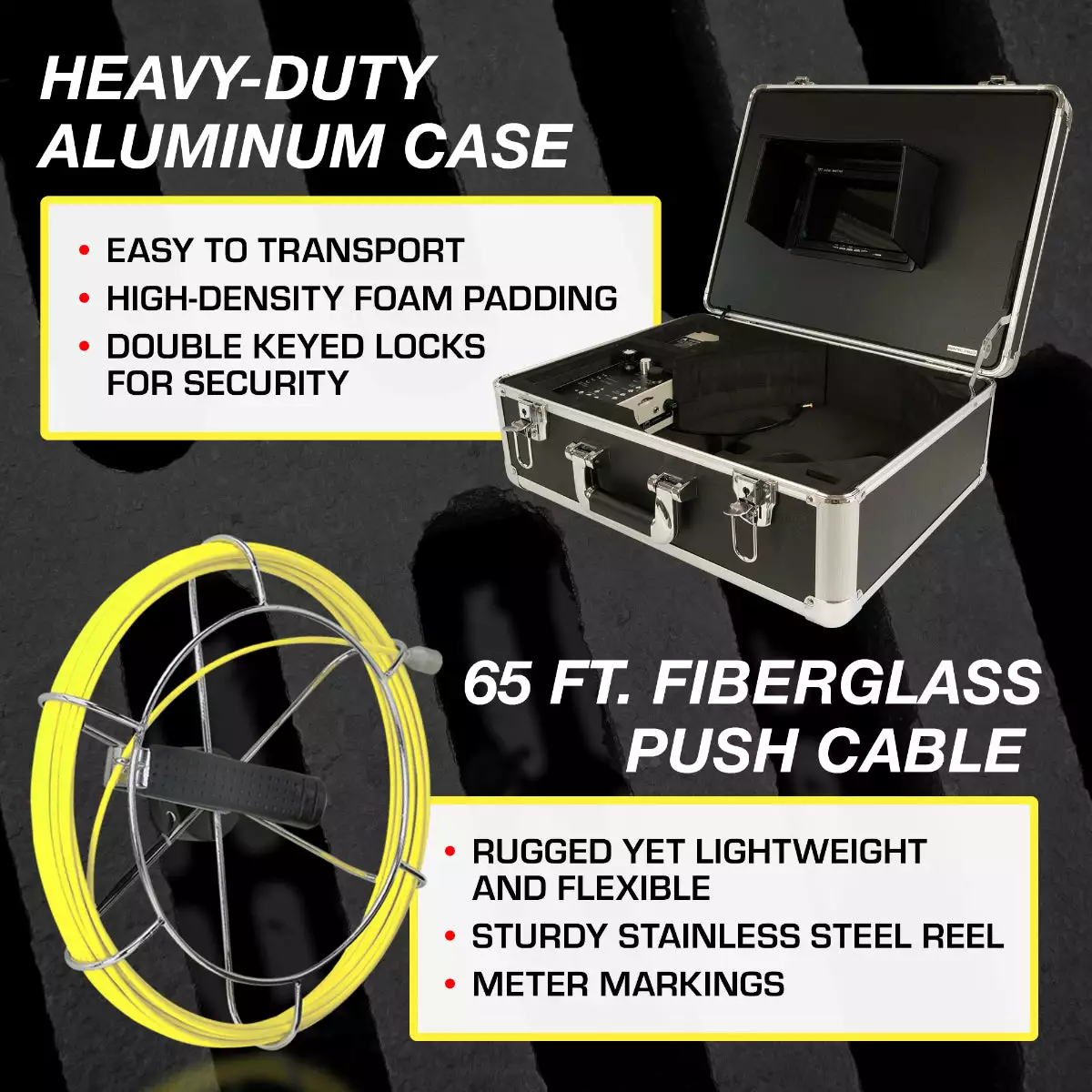 Video Snake SWJ-3188DT 65' Pipe Inspection Color LED Camera W/ Transmitter 8 Video Snake SWJ-3188DT 65' Pipe Inspection Color LED Camera W/ Transmitter