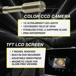 Video Snake SWJ-3188D 65' Pipe Wall Sewer Inspection Color LED Camera System Tools & Equipment