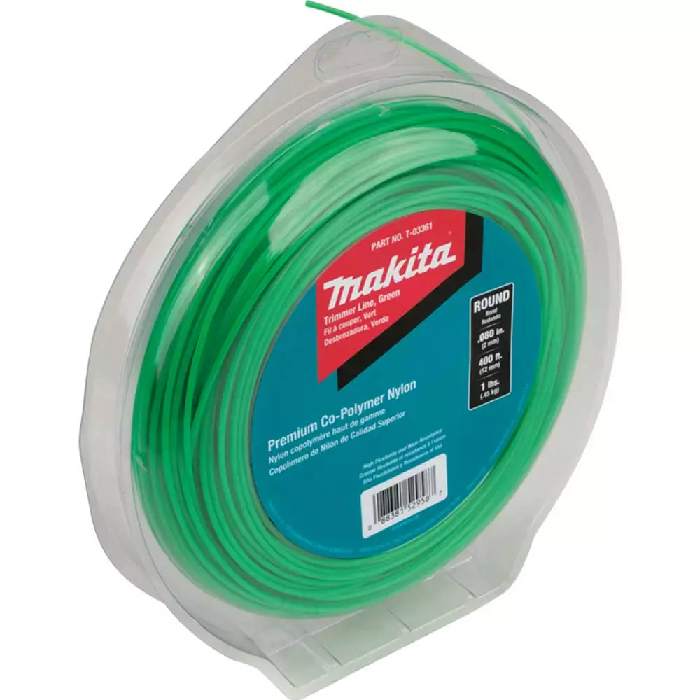 Makita T-03361 0.080" Green Round Trimmer Line W/ 400’ Line Length 4 Makita T-03361 0.080" Green Round Trimmer Line W/ 400’ Line Length