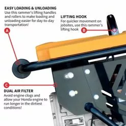 Tomahawk Power JX60H 3 HP Vibratory Rammer Tamper With Honda GX100 Engine 3350 Lbs/ft 12 Tomahawk Power JX60H 3 HP Vibratory Rammer Tamper With Honda GX100 Engine 3350 Lbs/ft