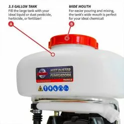 Tomahawk Power TMD14 2 HP 3.7 Gallon Turbo Boosted Pest Control Backpack Sprayer Outdoor Sprayers