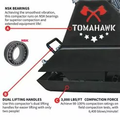 Tools & Equipment Tomahawk Power TPC80H 5.5 HP GX160 Honda Vibratory Plate Soil Compactor Tamper