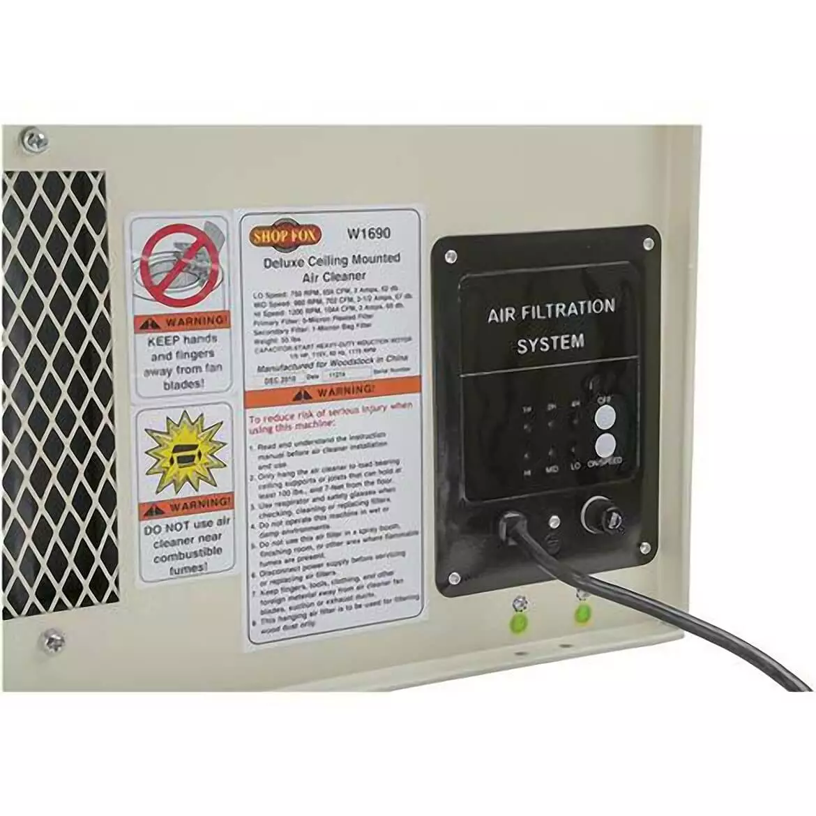 Shop Fox W1690 3 Speed Air Cleaner (750 Rpm/960 Rpm/1,200 Rpm) 5 Shop Fox W1690 3 Speed Air Cleaner (750 Rpm/960 Rpm/1,200 Rpm)