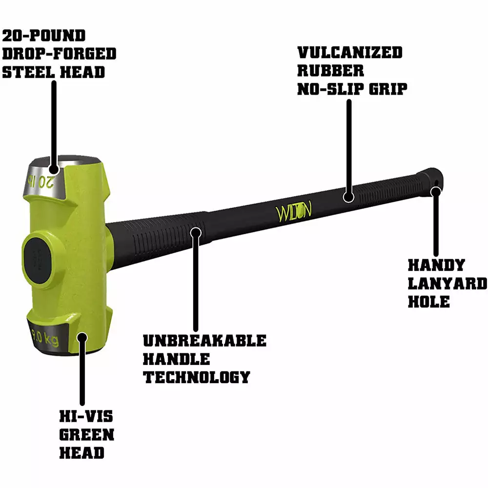 Tools & Equipment Wilton 22036 20 Lbs Head 36" BASH Sledge Hammer W/ Unbreakable Handle 4 Tools & Equipment Wilton 22036 20 Lbs Head 36" BASH Sledge Hammer W/ Unbreakable Handle