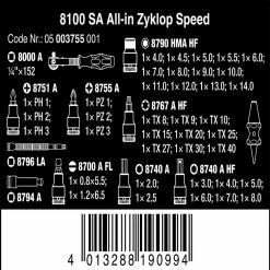 Tools & Equipment Wera 05003755001 8100 SA All-in Zyklop Speed Metric Ratchet Set - 42 PC