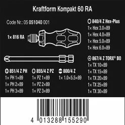 Wera 05051040001 Kraftform Kompakt 60 RA 1/4" Durable Screwdriver Set - 17 PC Tools & Equipment