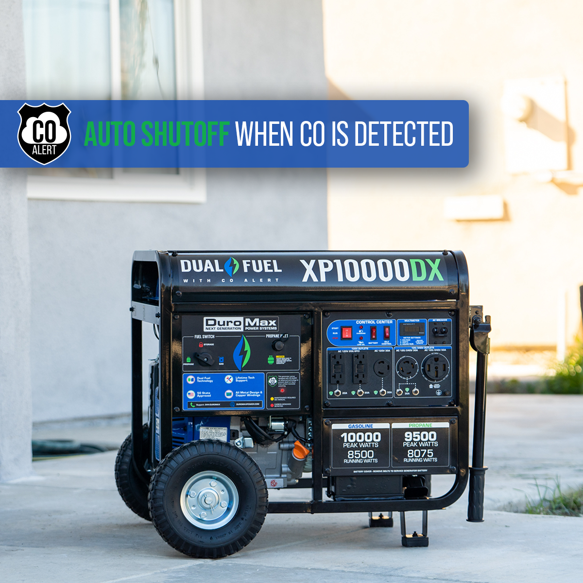 Dual Fuel Generators DuroMax XP10000DX 10,000 Watt Dual Fuel Gas Propane Portable Generator W/ CO Alert 6 Dual Fuel Generators DuroMax XP10000DX 10,000 Watt Dual Fuel Gas Propane Portable Generator W/ CO Alert