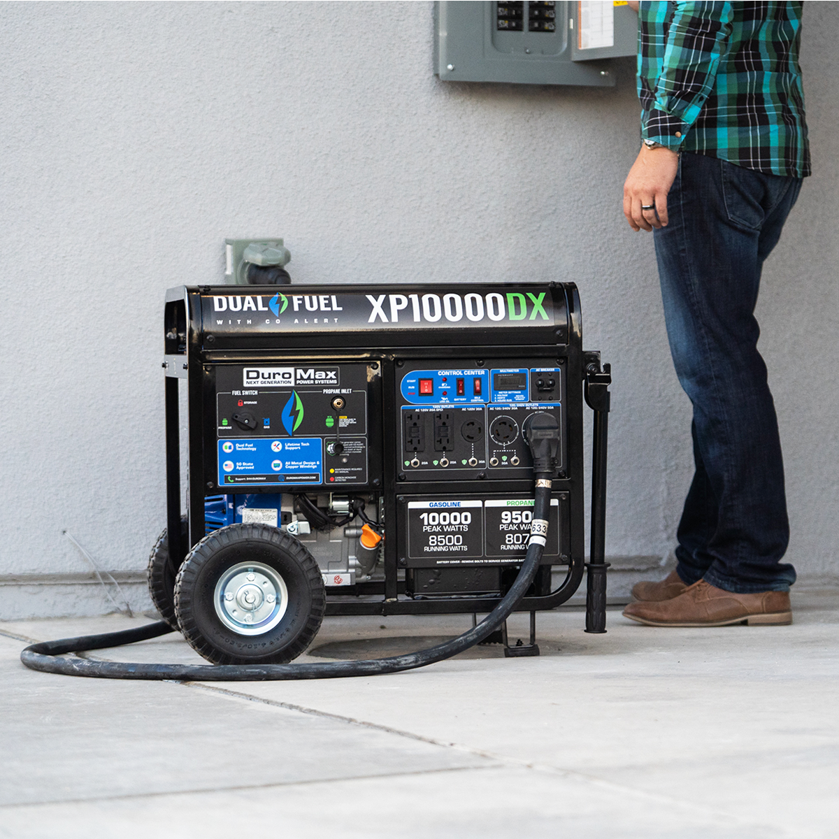 Dual Fuel Generators DuroMax XP10000DX 10,000 Watt Dual Fuel Gas Propane Portable Generator W/ CO Alert 12 Dual Fuel Generators DuroMax XP10000DX 10,000 Watt Dual Fuel Gas Propane Portable Generator W/ CO Alert