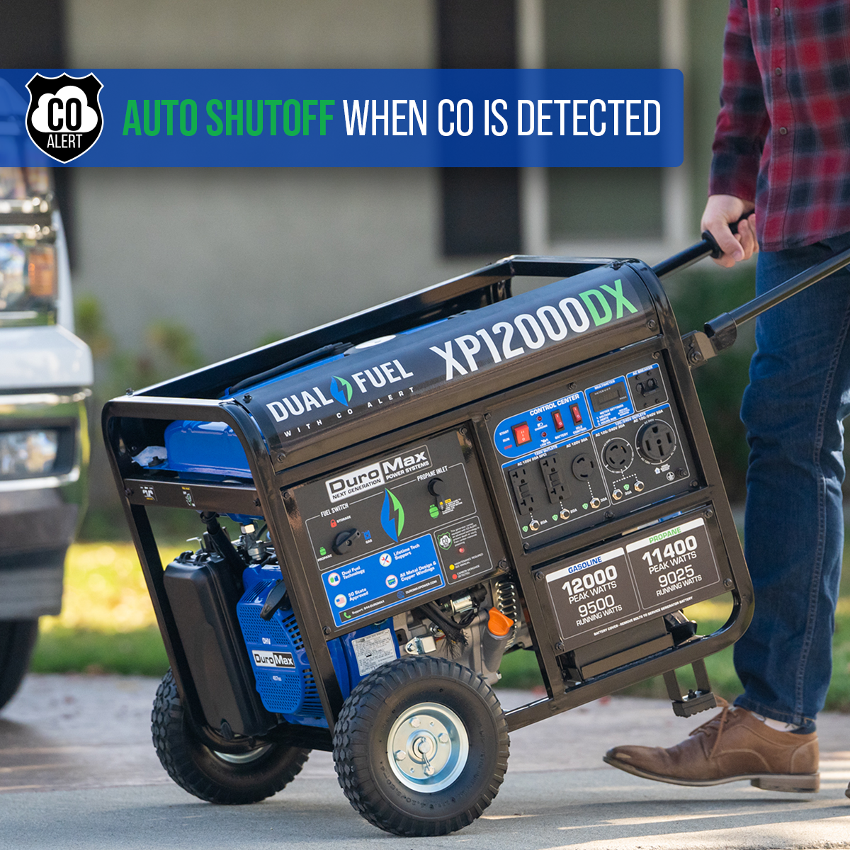 Dual Fuel Generators DuroMax XP12000DX 12,000 Watt Dual Fuel Gas Propane Portable Generator W/ CO Alert 6 Dual Fuel Generators DuroMax XP12000DX 12,000 Watt Dual Fuel Gas Propane Portable Generator W/ CO Alert